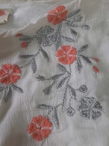 Chic White Embroidered Batwing Top