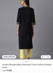 Aurelia Black Geometric Print Cotton Kurta