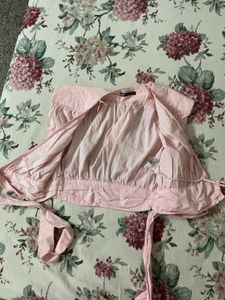 ZARA Pink Wrap Front Crop Top