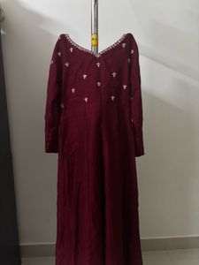 maroon or dark Red anarkali