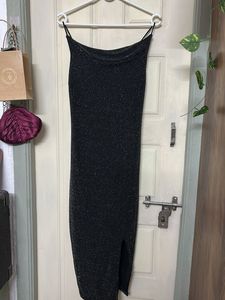 Sparkly Black Bodycon Midi Dress