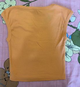 Orange Cropped Ribbed Tank Top
