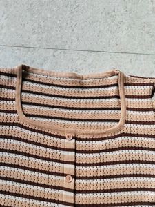 Striped Square Neck Button-Up Top🫶🏻😭