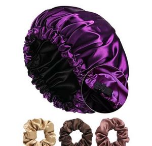 Satin Sleep Bonnet & 1 Scrunchies- Magenta color