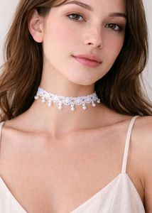 COMBO Elegant Pearl choker &amp; Crystal earring Set
