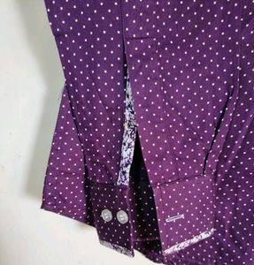 PURPLE SHIRT FOR MENS WITH WHITE DOTTED DESING
