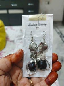 Chic Silver and Black Drop Earrings