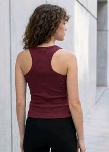 Maroon Ribbed Racerback Tank Top