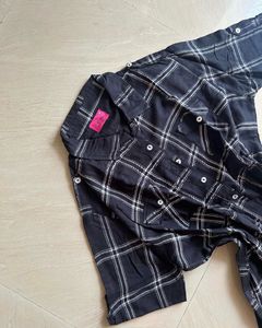 Plaid Button-Down Shirt Dress