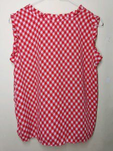 Red Gingham Sleeveless Top