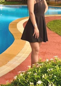 Elegant Black Sheer Neckline Dress