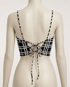 Monochrome Plaid Cropped Top