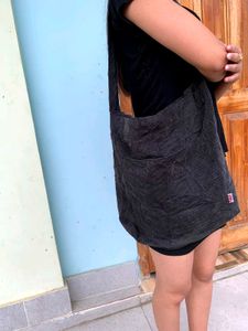 Black Corduroy Hobo Bag
