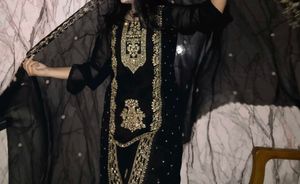 Elegant Black &amp; Gold Embroidered Kurta Set
