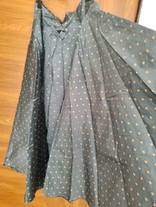 Elegant Teal &amp; Gold Print Lehenga