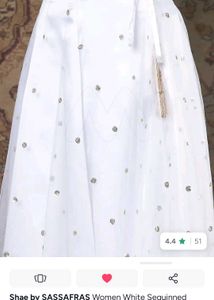 Elegant White Sequinned Lehenga Skirt