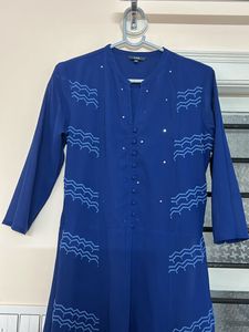 Blue Front Cut Aline Kurti