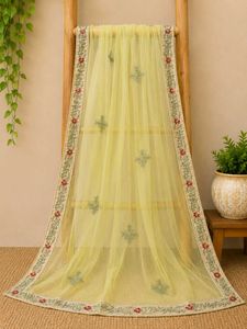 New Embroidered lime green Net Dupatta