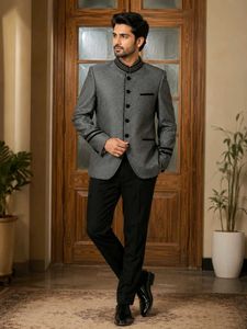 Men's Grey Bandhgala Suit