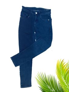Skinny Jeans on Cotton Fabric Navy Blue Colour