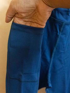 Blue silky smooth gym track pant