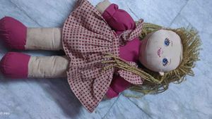 Cute Fabric Doll with Pink Dress
