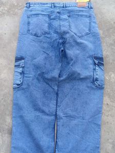 Men's Blue Wash Cargo Jeans