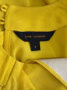 Bright Yellow V-Neck Top with Tie Detail