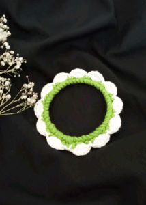 crochet bangles( white and green colour) + freebie