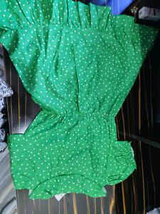 Green Polka Dot Wrap Dress