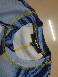 Blue Abstract Print Crop Top