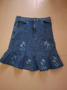 Embroidered Denim Skirt