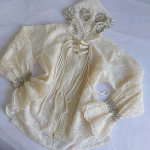 Imported white Lace Hoodie jacket with crystals🔮