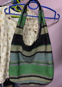 H&M Striped Hobo Bag