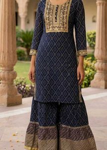Elegant Navy Blue Kurta Set with Dupatta