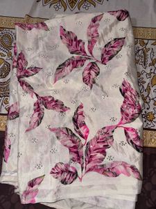 Stunning White Floral Print saree