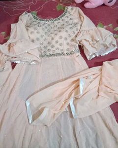 Beautiful Embellished Peach Ethnic Gown