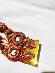 Red Alloy Long Jhumka....🌷