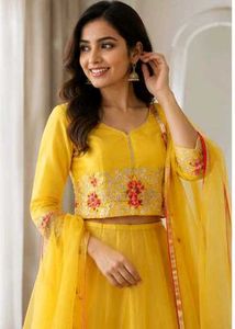Vibrant Yellow Embroidered Lehenga Choli
