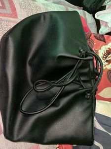 Chic Black Faux Leather Hobo Bag