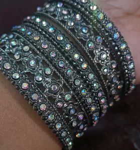 Silver and Multi Colour Bangle Set Of 2