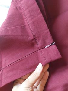 Maroon Cotton A-line Skirt
