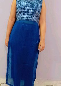 Blue Geometric Print Maxi Dress