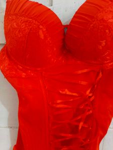 Red Lace Corset with Garters