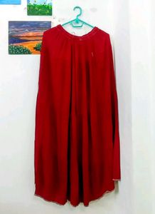 Vibrant Red Tiered Ethnic Skirt