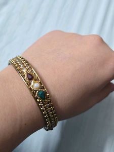 Antique Gold-Toned Bangles with Gemstones