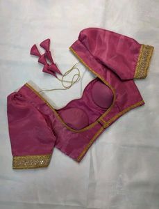 Stunning Pink Silk Blouse with Gold Embroidery