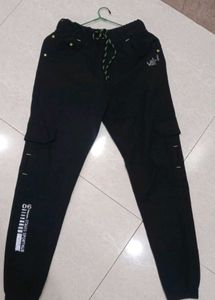 Black Cargo Style Trousers