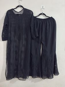 Elegant Chikankari Black Kurta Set