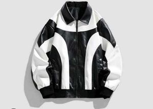 Men's Black & White Faux Leather Jacket